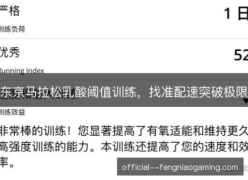 东京马拉松乳酸阈值训练，找准配速突破极限